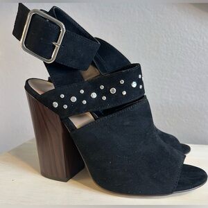 NWOT Call it Spring open toe shoes, black with silver studs. Womens size 7.5.